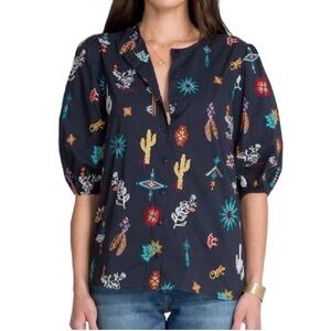Johnny Was Multicolor Embroidered Blouse